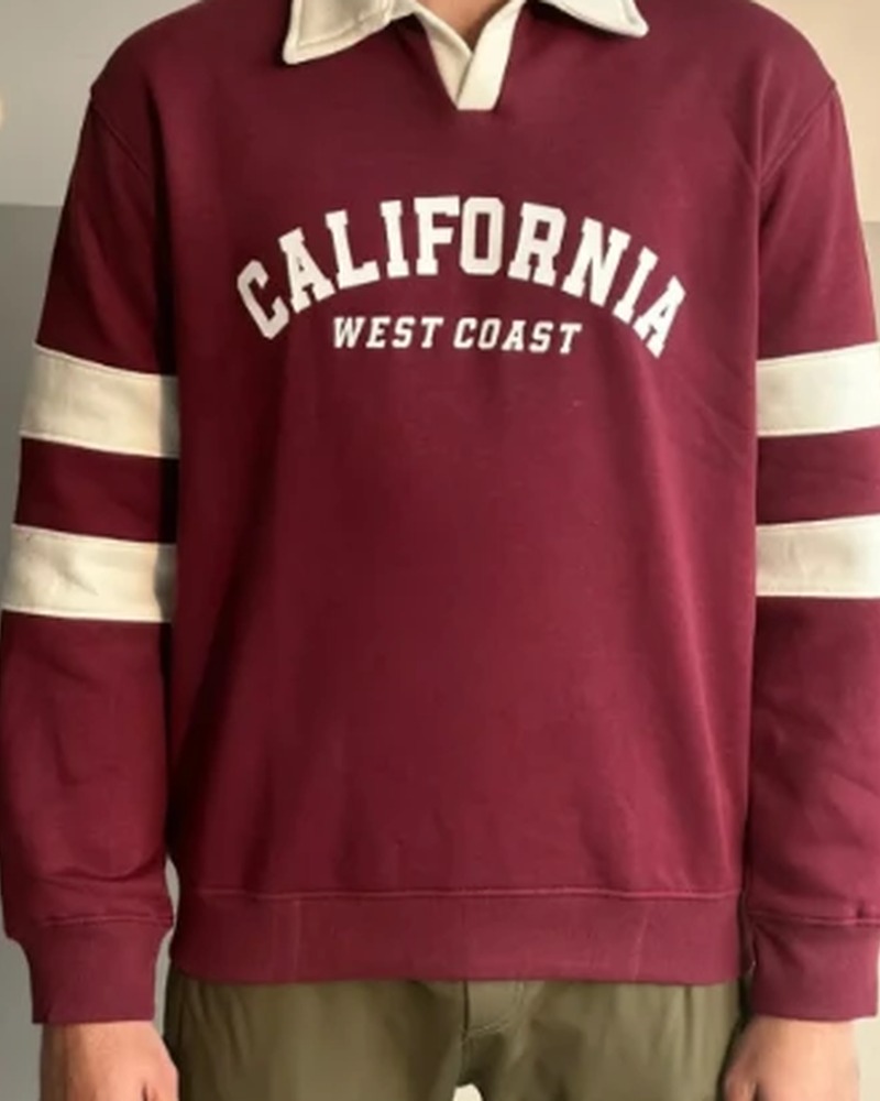 Maroon Rugby-Style Sweatshirt (Free Delivery)