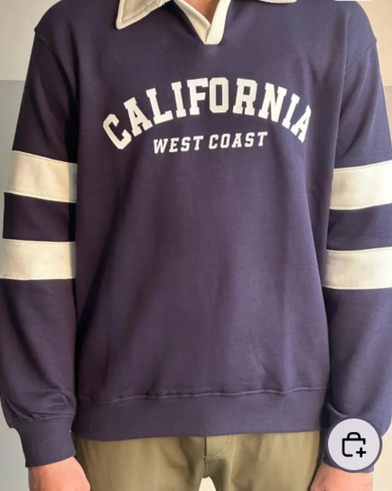 Navy Blue Rugby-Style Sweatshirt (Free Delivery)