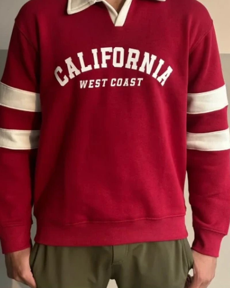 Red Rugby-Style Sweatshirt (Free Delivery)