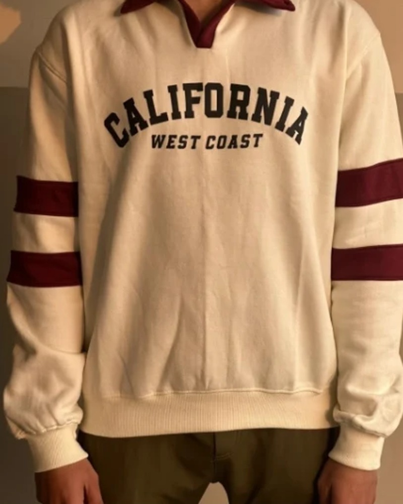 White Rugby-Style Sweatshirt (Free Delivery)